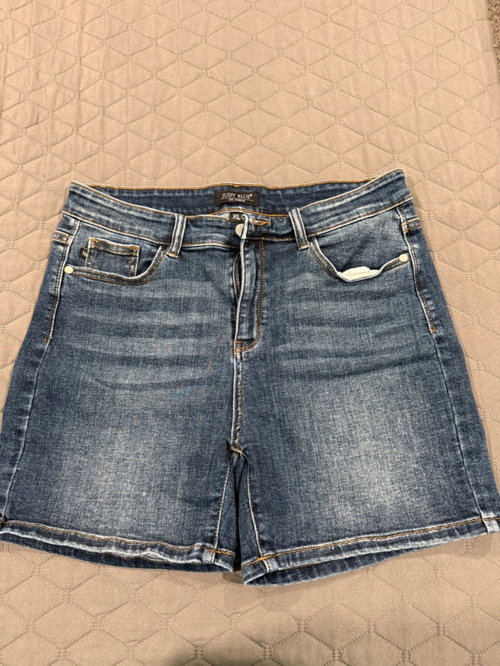 Judy Blue Distressed Medium Blue Denim Shorts